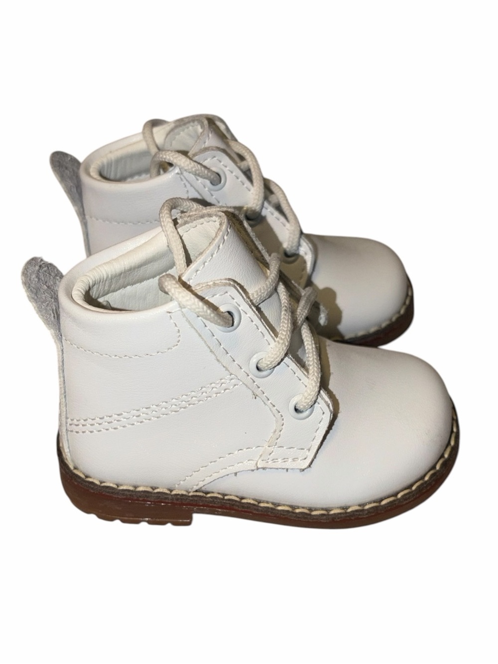 Vintage Baby White Genuine Leather Lace Up Boots Shoes Heirloom Cottagecore 4C
